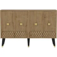 Skye Decor , Carbın - Sapphire Oak, Gold, console, chêne saphir, PANNEAUX DE PARTICULES 100 % MÉLAMINÉS, 120 x 30 x 80 cm