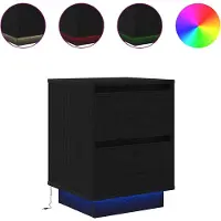 vidaXL Table de chevet avec lumières LED noir 38x34x50 cm