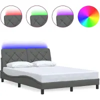 vidaXL Cadre de lit avec LED sans matelas gris foncé 120x200 cm Tissu