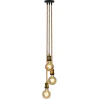 Näve Lampe à suspendre, corde de chanvre, laiton, 3 flammes, H 110 cm