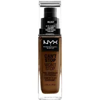 Nyx Ne peut pas Stop Ne le fera pas Stop Fond de teint couvrance totale Noyer 30 ml