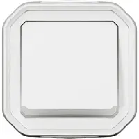 Legrand PLEXO New FRUP Bouton-poussoir illuminé 10 A, bornes à fiches (SL), IP55, IK08, ultra-blanc, 069823L, Bouton + interrupteur, Blanc
