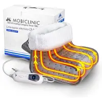 Mobiclinic , Chauffe-pieds électrique, laine et polaire, très faible consommation, marque européenne, 3 niveaux de température, 30 x 30 x 24 cm, Gris