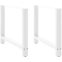 vidaXL Pieds de table basse Blancs 2 pcs. 100x(72-73) cm Acier