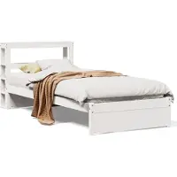 vidaXL Cadre de lit avec tête de lit sans matelas blanc 75x190 cm