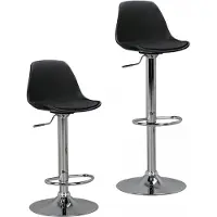 Amstyle KORSIKA | Tabouret de bar en similicuir noir | Tabouret