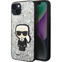 Karl Lagerfeld Coque pour iPhone 14 Plus à paillettes argentées