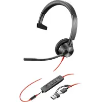 Poly Micro-casque Blackwire 3315 monaural USB-C + connexion 3,5 mm + adaptateur USB-C/A