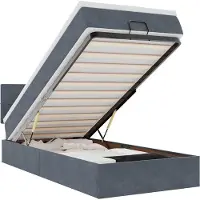 vidaXL Ottoman-lit avec matelas & LED gris foncé 90x190 cm velours