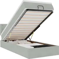 vidaXL Ottoman-lit avec matelas & LEDs gris clair 90x190 cm velours