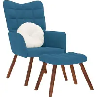 vidaXL Fauteuil relax avec pouf Bleu velours