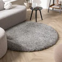 Studio Clarice Tapis rond à poils longs - Yves Gris | Ø 120 cm | Rond | Pile haute