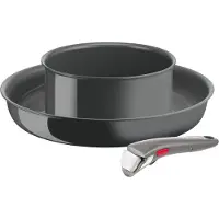 Tefal Ingenio Renew - Set de 3 pièces fr, Réchaud, Casserole, Poignée amovible, Induction, Revêtement anti-adhésif en céramique, Lavable au lave-vaisselle, Fonction Thermo-Signal, France