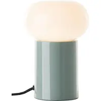 Brilliant Lampe de table verte Knut avec verre blanc