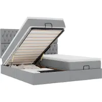vidaXL Lit ottoman avec matelas gris clair 160x200 cm Tissu