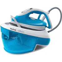 Tefal Station de repassage à vapeur Express Airglide SV8002, 380 g/min, semelle Durilium Airglide, 5,9 bars, 1,8 l, 120 g/min, bleu, blanc