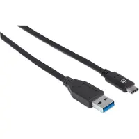 Manhattan USB-C to USB-A Cable, 1m, Male to Male, 10 Gbps (USB 3.2 Gen2 aka USB 3.1), 3A (fast charging), SuperSpeed+ USB, Black, Lifetime Warranty, Polybag - Câble USB - 24 pin USB-C (M) pour...
