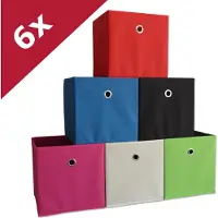 VCM Lot de 6 boîtes pliantes Boîte pliante en tissu Boîte pliante Boîte à étagères Rangement Boxas Lot de 6 boîtes pliantes Boîte pliante en tissu Boîte pliante Boîte à étagères Rangement Boxas