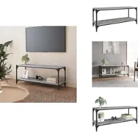 vidaXL Armoire TV Gris Sonoma 100x33x41 cm Bois composite et acier - Meuble TV