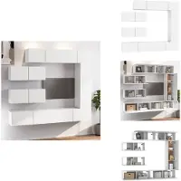 vidaXL Ensemble de 7 meubles TV Blanc Matériau dérivé du bois - Meubles TV