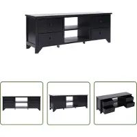 The Living Store Armoire TV noire 108x30x40 cm bois massif de paulownia