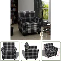 The Living Store Fauteuil avec assise rembourrée Noir Tissu