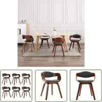 The Living Store Chaises de salle à manger 6 pcs. Bois courbé et tissu gris