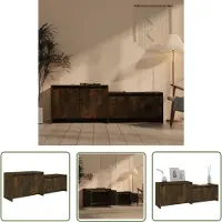 The Living Store Meuble TV Living Store, finition chêne fumé, dimensions 146,5 x 35 x 50 cm, fabriqué en panneaux de particules