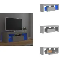 vidaXL Armoire TV avec éclairage LED gris béton 120x35x40 cm - Meuble TV