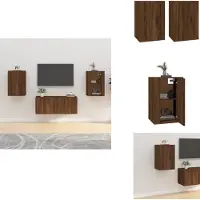 vidaXL Armoires murales TV 2 pcs. Brun imitation chêne 40x34,5x60 cm - Meubles TV