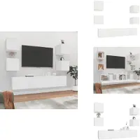 vidaXL Ensemble de 6 meubles TV Blanc Matériau dérivé du bois - Meubles TV