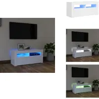 vidaXL Armoire TV avec lampes LED Blanc 90x35x40 cm - Meuble TV