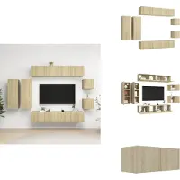 vidaXL Ensemble de 8 meubles TV Chêne Sonoma Matériau dérivé du bois - Meubles TV