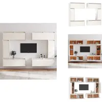 vidaXL Armoires TV 6 pcs. Blanc Pin massif - Meubles TV