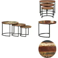 vidaXL Tables de salon 3 pcs. Vieux bois massif - Tables basses