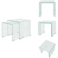 vidaXL Ensemble de deux tables de salon en verre trempé Transparent - Tables basses