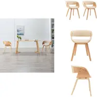 vidaXL Chaises de salle à manger 2 pcs. Crème Bois courbé et similicuir - Chaises de salle à manger