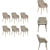 vidaXL Chaises de salle à manger 6 pcs. Beige Tissu et chêne massif - Chaises de salle à manger