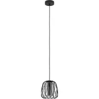 Eglo Suspension - 19 x 110 cm - 1 flamme - noir - acier - verre fumé - fil de fer tressé