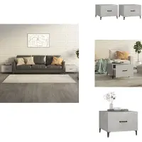 vidaXL Tables basses avec pieds en métal 2 pcs. Betongrau 50x50x40 cm - Tables basses