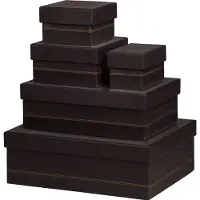 Rhodia Set de boîtes de rangement en similicuir noir