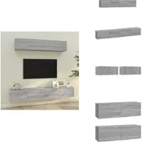 vidaXL Ensemble de 4 meubles TV Gris Sonoma Bois composite - Meubles TV