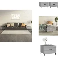 vidaXL Tables basses avec pieds en métal 2 pcs. Gris Sonoma 50x50x40 cm - Tables basses