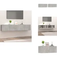 vidaXL Armoires TV 2 pcs. Gris béton 80x30x30 cm Matériau dérivé du bois - Meubles TV