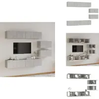 vidaXL Ensemble de 6 meubles TV gris béton Matériau dérivé du bois - Meubles TV