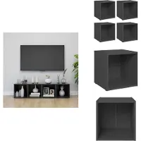 vidaXL Armoires TV 4 pcs. Gris 37x35x37 cm Matériau dérivé du bois - Meubles TV