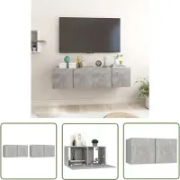 The Living Store Meubles TV suspendus 2 pcs. Gris béton 60x30x30 cm