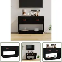 The Living Store Armoire TV noire 90x40x60 cm pin massif