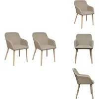 vidaXL Chaises de salle à manger 2 pcs. Beige Tissu et chêne massif - Chaises de salle à manger