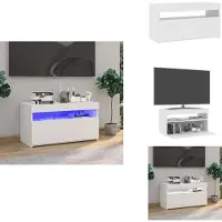 vidaXL Armoire TV avec lampes LED blanc brillant 75x35x40 cm - Meuble TV